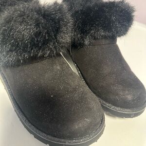 Harper Kids Black Fur-Lined Boots